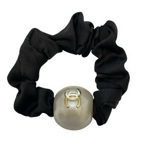 Chanel Beauté Black Scrunchie Faux Pearl Gold CC Accent GWP NIB